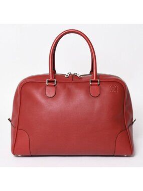 Loewe Amazona Handbag Red Leather Silver